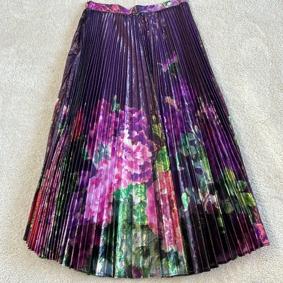 Anthropologie Delfi Accordion Floral Print Shimmer Midi Skirt-NWT!! - Picture 10 of 11